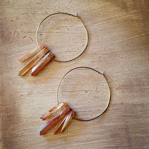 "Sunrise Saunter" 🦋 Peach Quartz Earings